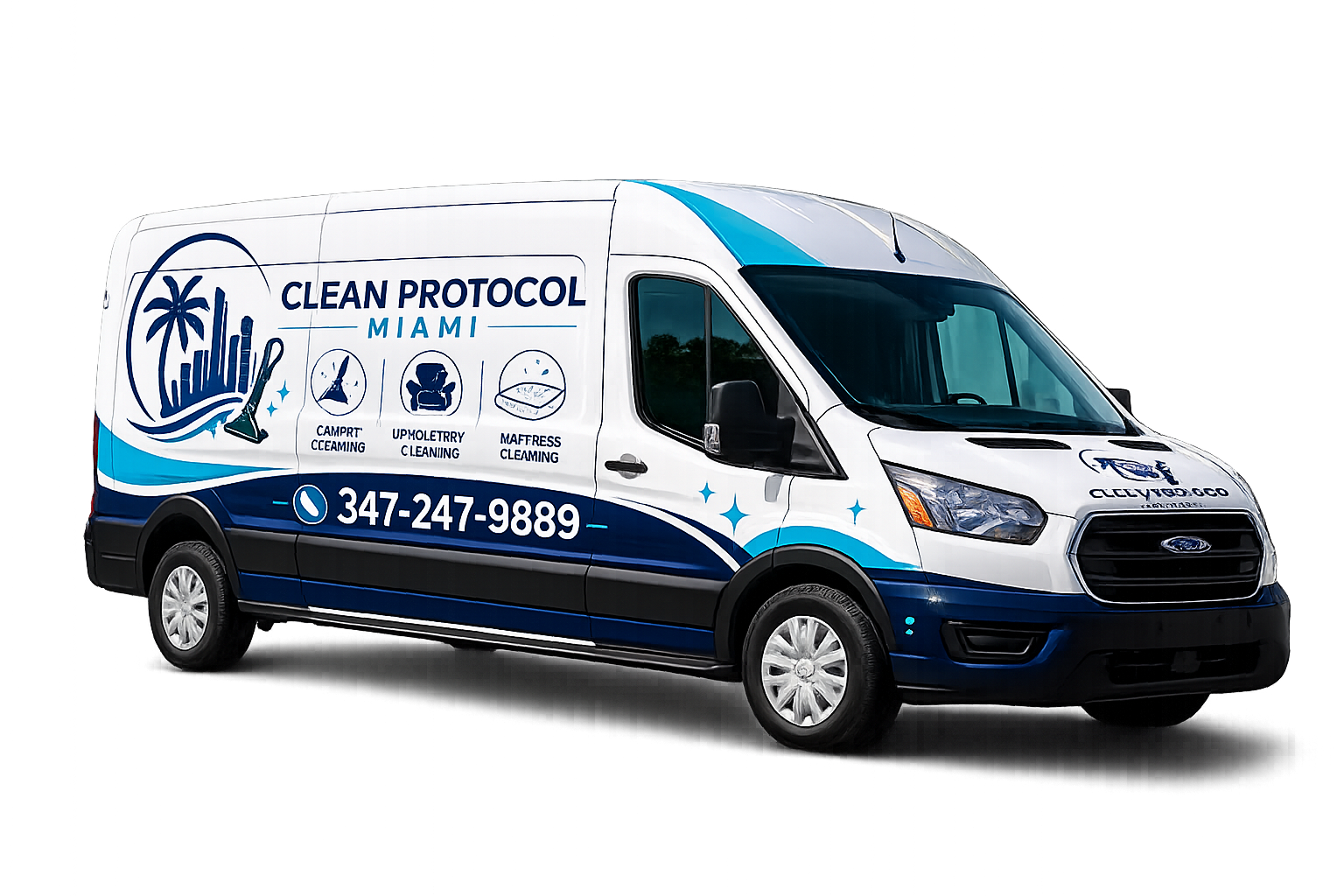 Clean Protocol Miami service van for carpet, upholstery, and mattress cleaning
